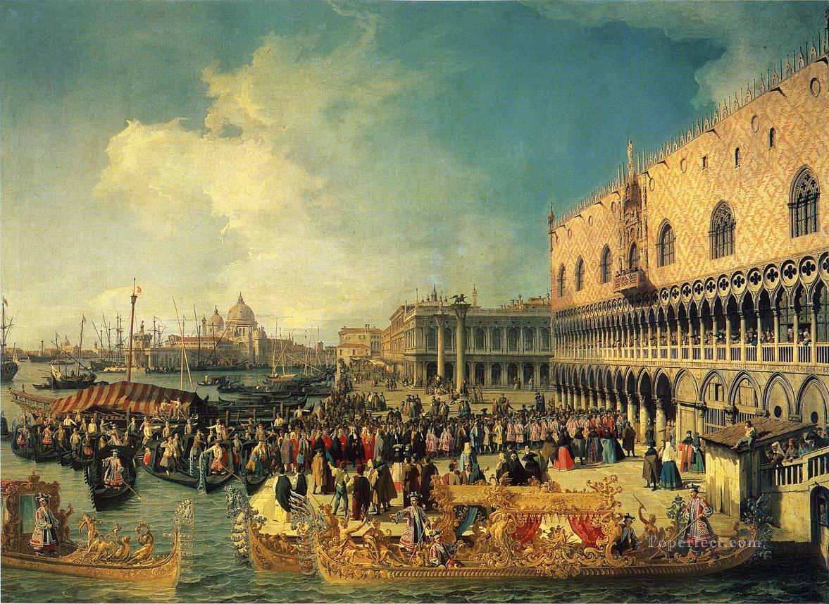 ドゥカーレ宮殿での帝国大使の歓迎 1729 年 カナレット油絵